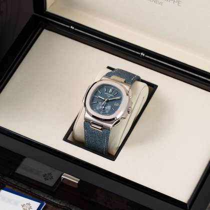 Patek Philippe Nautilus “Denim”-Reference- 5980-60G -Featuring a flyback chronograph in a white (2)